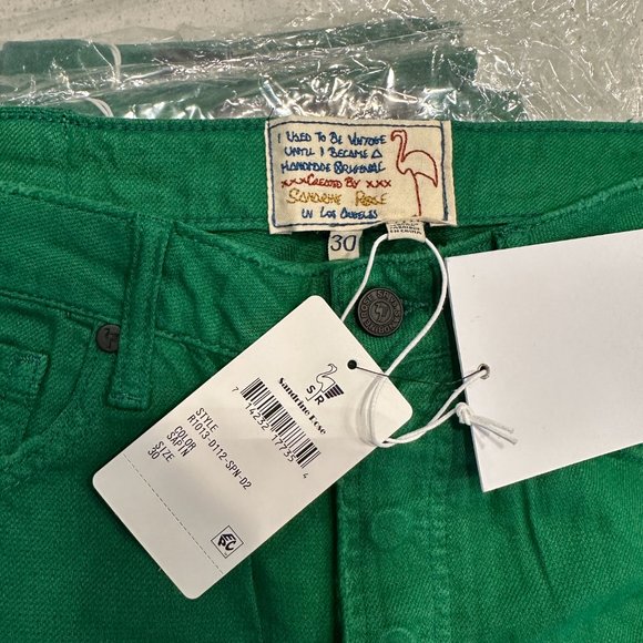 Free People X Sandrine Rose Virgin Label Jeans Sapin Green New With Tags NWT Qty - Picture 13 of 13
